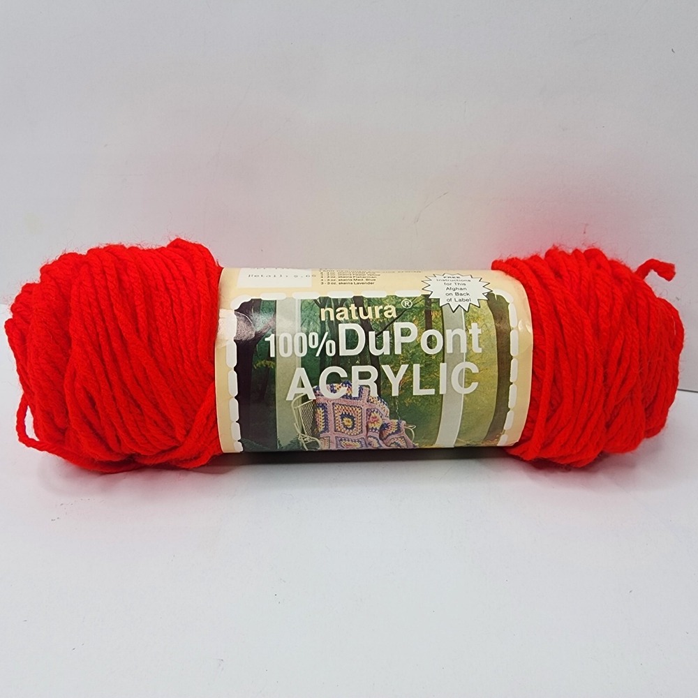 Vintage Natura 100% DuPont Acrylic Vintage Yarn Scarlet Red 614 4 Ply 3 Oz USA